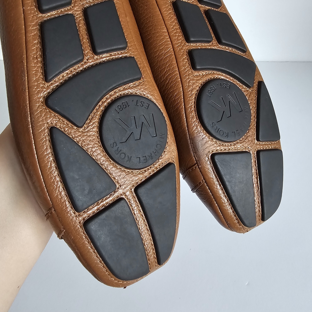 Michael Kors Brown Leather Flats with Gold Emblem - Picture 10 of 10